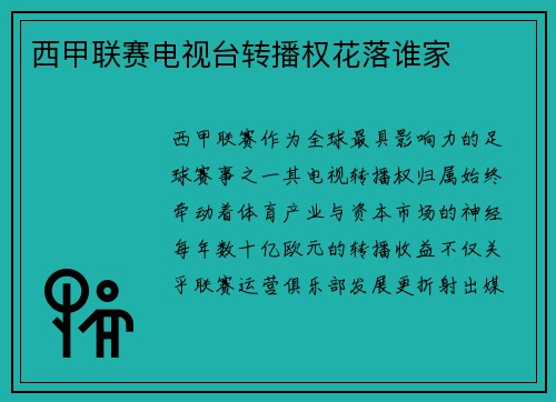 西甲联赛电视台转播权花落谁家